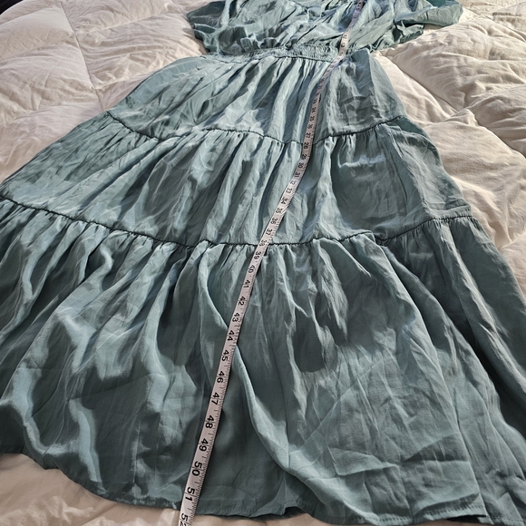 Vidussa Maxi Dress w/ Pockets, Sage Green, V-Neck, Short Sleeves NWT SZ 2X - Picture 13 of 13